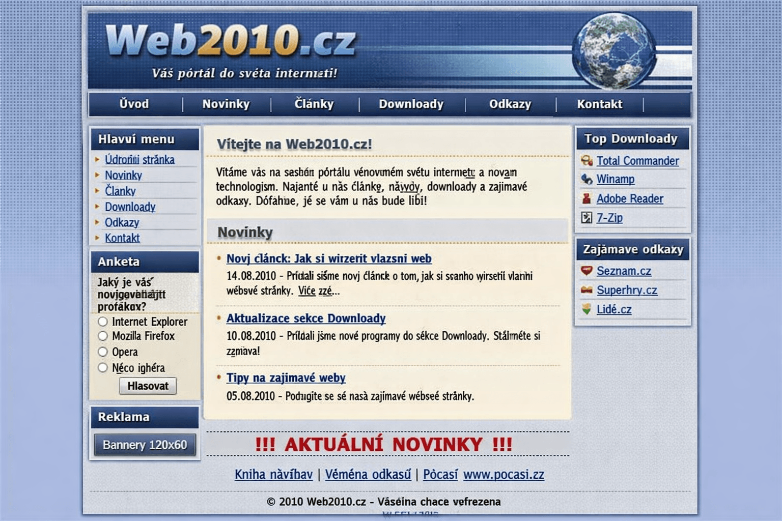 Ukázka původního webu